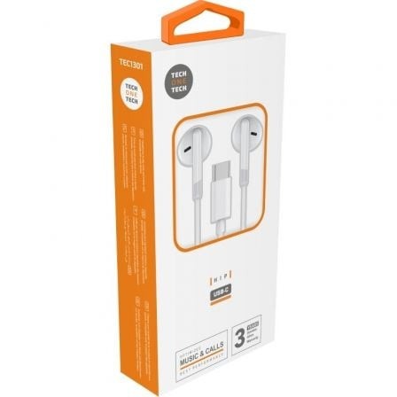 AURICULARES + MICROFONO TECH ONE TECH EAR USB-C WHITE - Imagen 2
