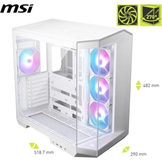 CAJA ORDENADOR GAMING MSI MAG PANO 100R PZ MATX RGB WHITE - Imagen 5